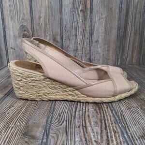 Ralph Lauren LRL Catrin Women Brown Tan Espadrilles Sandals Size 9.5 Jute